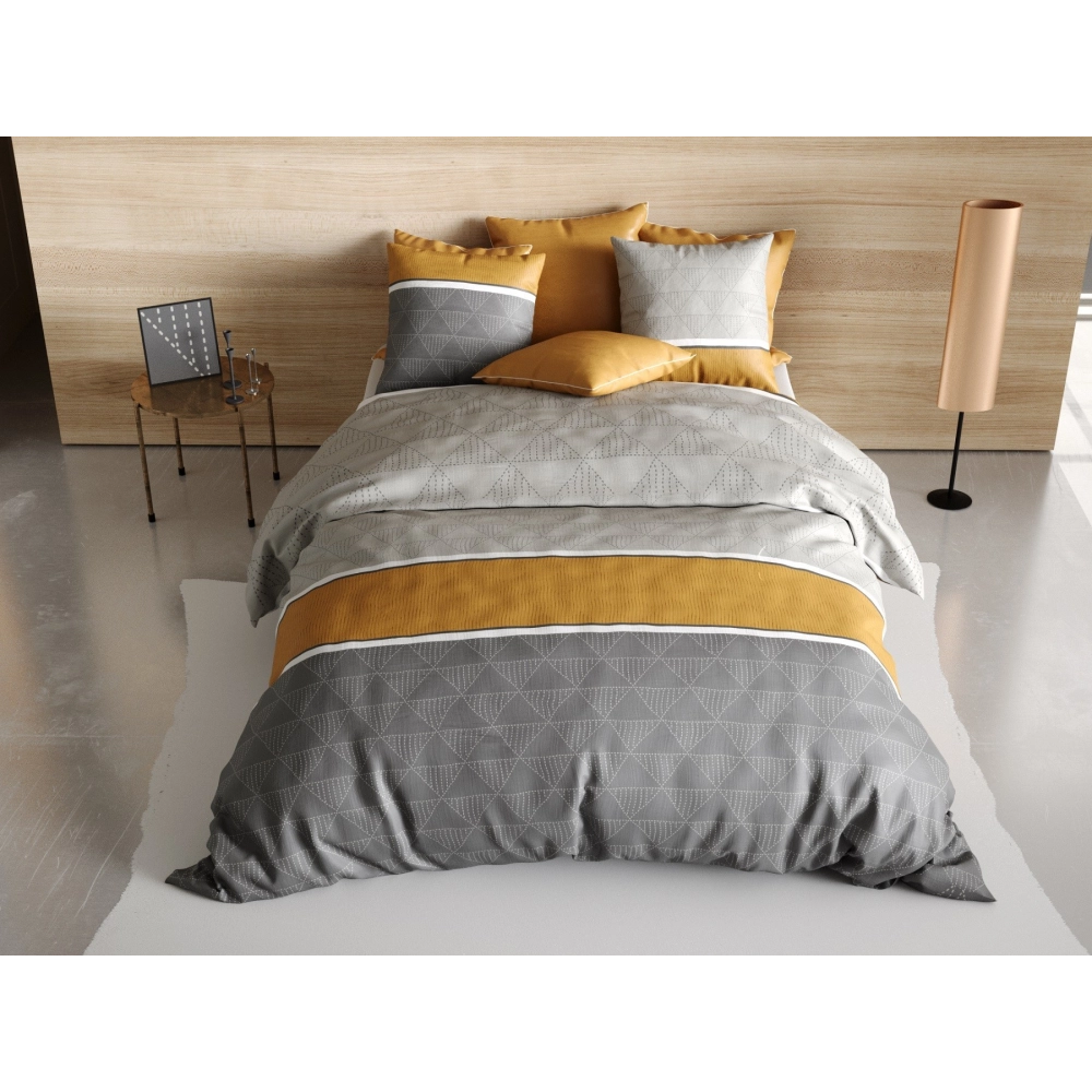 Housse de Couette 100% Coton 240x260 cm avec 2 taies carrées Balmaz