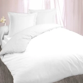 Housse de couette + taies blanches 100 % coton premium - Spéciales locations et hôtels, respirantes et facile d’entretien