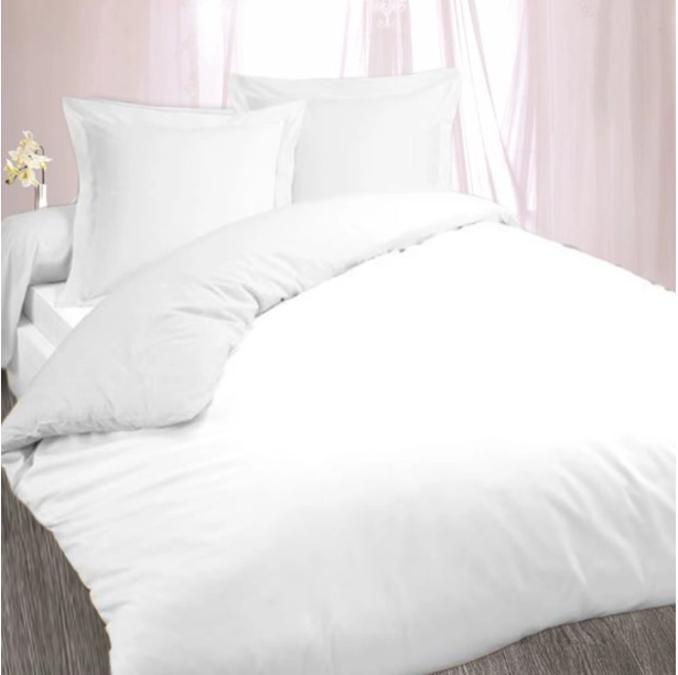Housse de couette + taies blanches 100 % coton premium - Spéciales locations et hôtels, respirantes et facile d’entretien