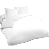 Housse de couette + taies blanches 100 % coton premium - Spéciales locations et hôtels, respirantes et facile d’entretien