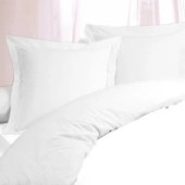 Housse de couette + taies blanches 100 % coton premium - Spéciales locations et hôtels, respirantes et facile d’entretien