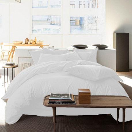 Parure Percale de Coton Lavé 80 fils/cm2 blanc