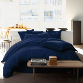 Parure Percale de Coton Lavé 80 fils/cm2 marine