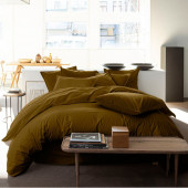 Parure Percale de Coton Lavé 80 fils/cm2 camel