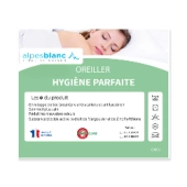 Lot de 2 oreillers anti-acariens 60x60 cm - Fabrication française, Hygiène active Aegis triple protection, garnissage polyester