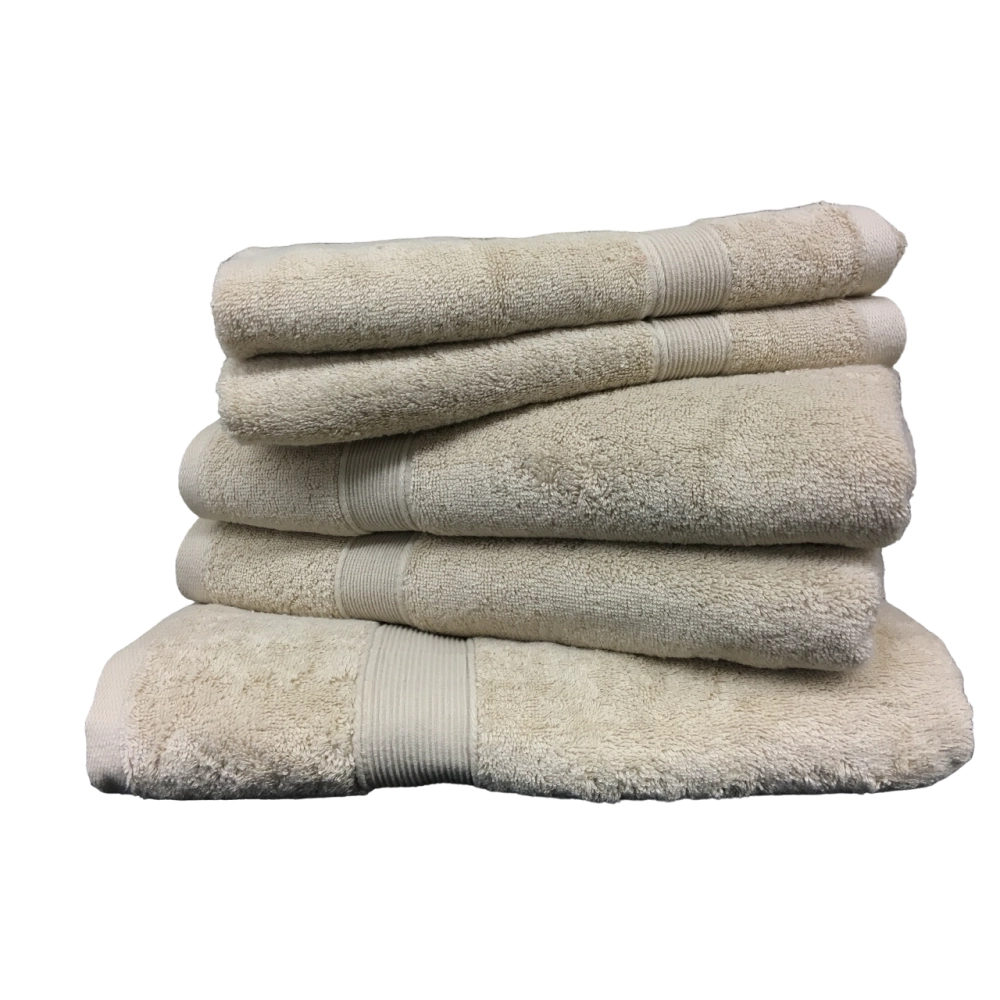 Lot de 5 serviettes éponges unies taupes, 100 % coton 600 g/m² - 3 dimensions pour tous usages, douceur et absorption