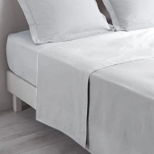 Drap plat blanc 180x290 cm pour lit simple - 100 % coton 57 fils, fabrication française, doux et résistant
