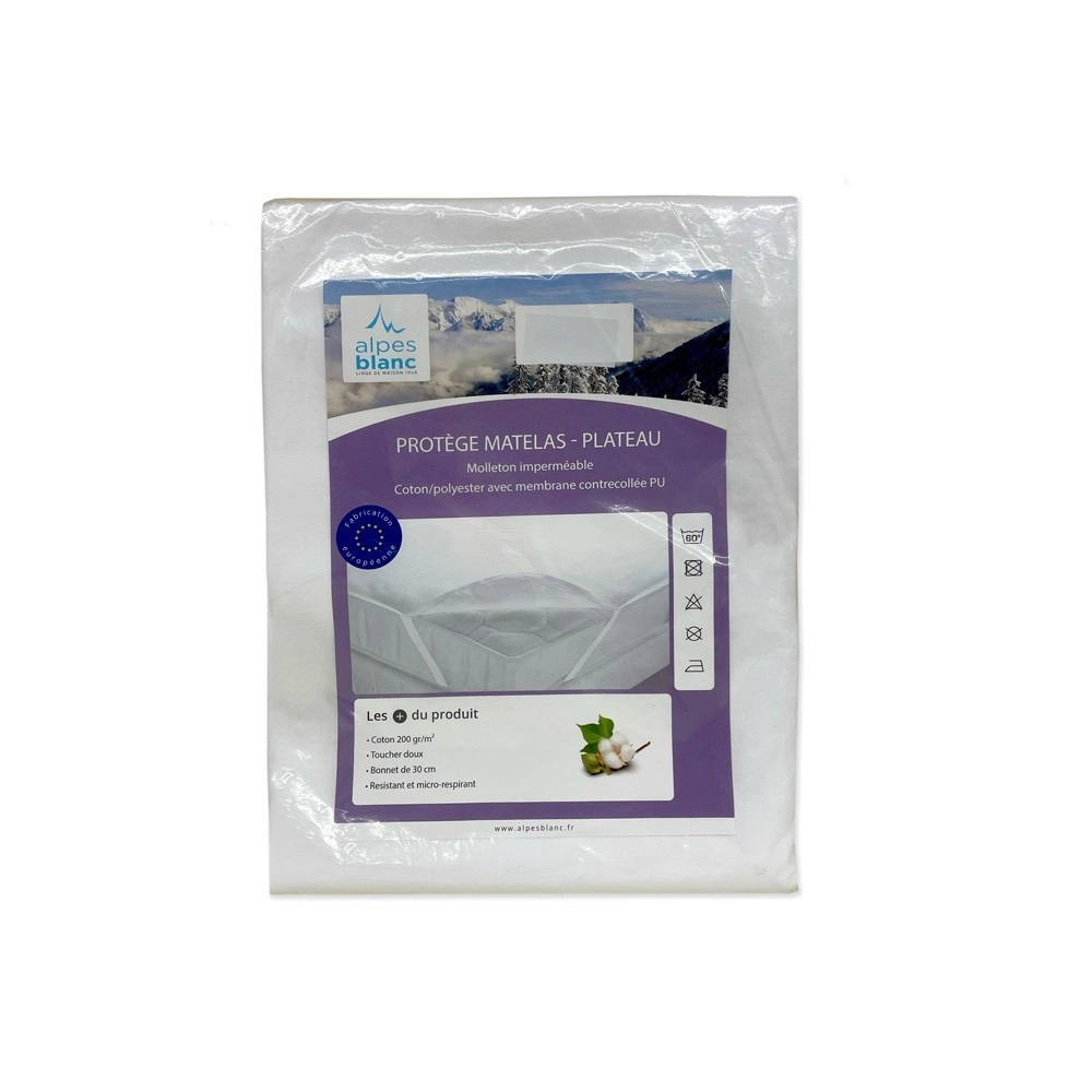 Protège Matelas Imperméable Molleton Coton 200g/m² 90x190 cm Plateau