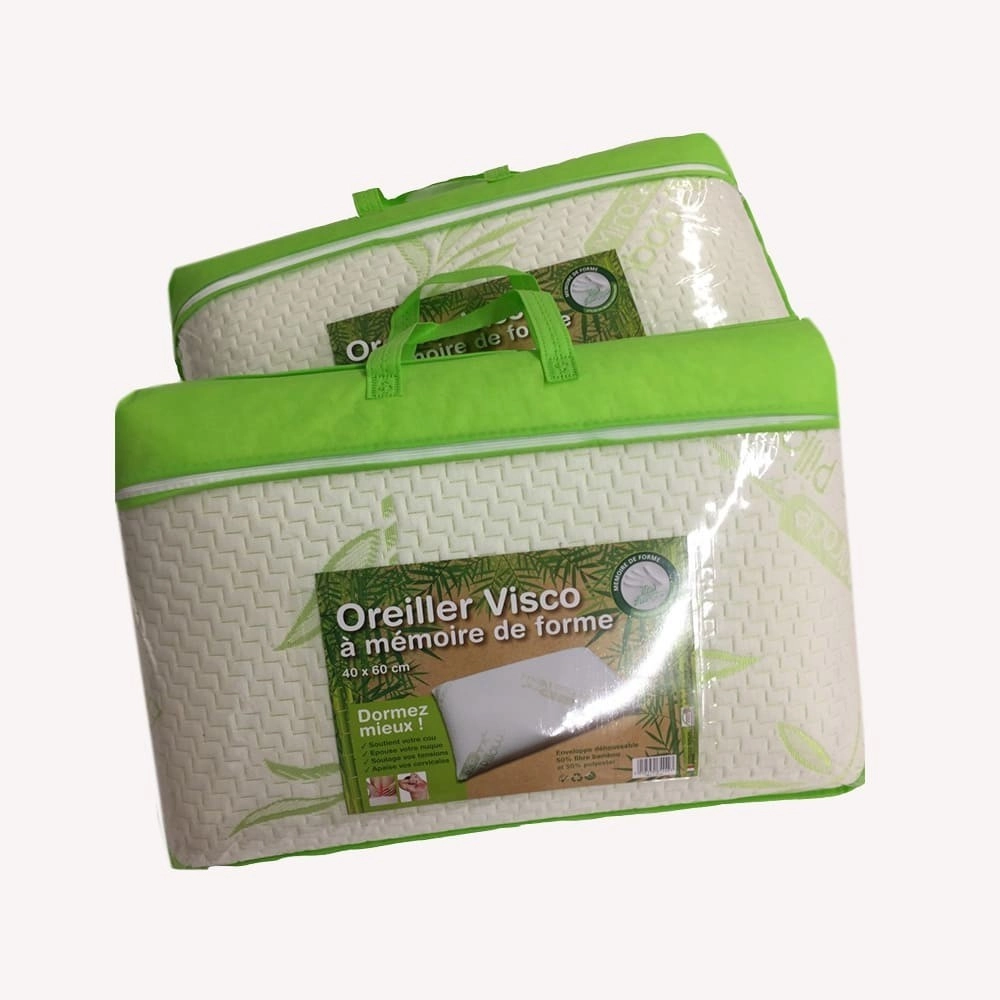 Lot de 2 Oreillers Rectangulaires à Mémoire de Forme VISCO 40x60cm – Confort Ergonomique, Soutien Cervical Optimal, Déhoussable