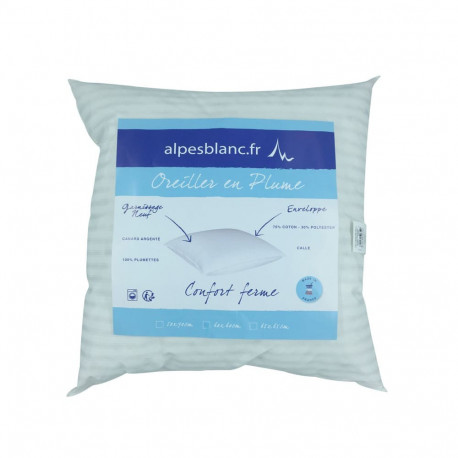Oreiller en Plumes 65 x 65 de la marque Alpes blanc