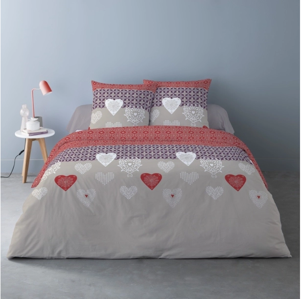 Housse de couette avec 2 taies carrées|flanelle coton|Naty