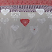 zoom housse de couette avec motifs petits cœurs gris rouge blanc