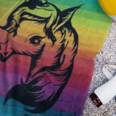 Serviette Double Dessin Licorne sur Fond Multicolore