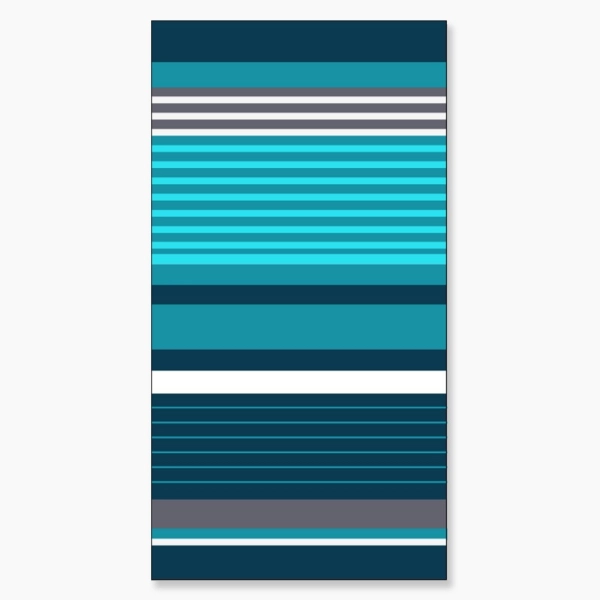 Serviette de plage Rayée Bleue Grise sur fond neutre