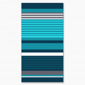 Serviette de plage Rayée Bleue Grise sur fond neutre
