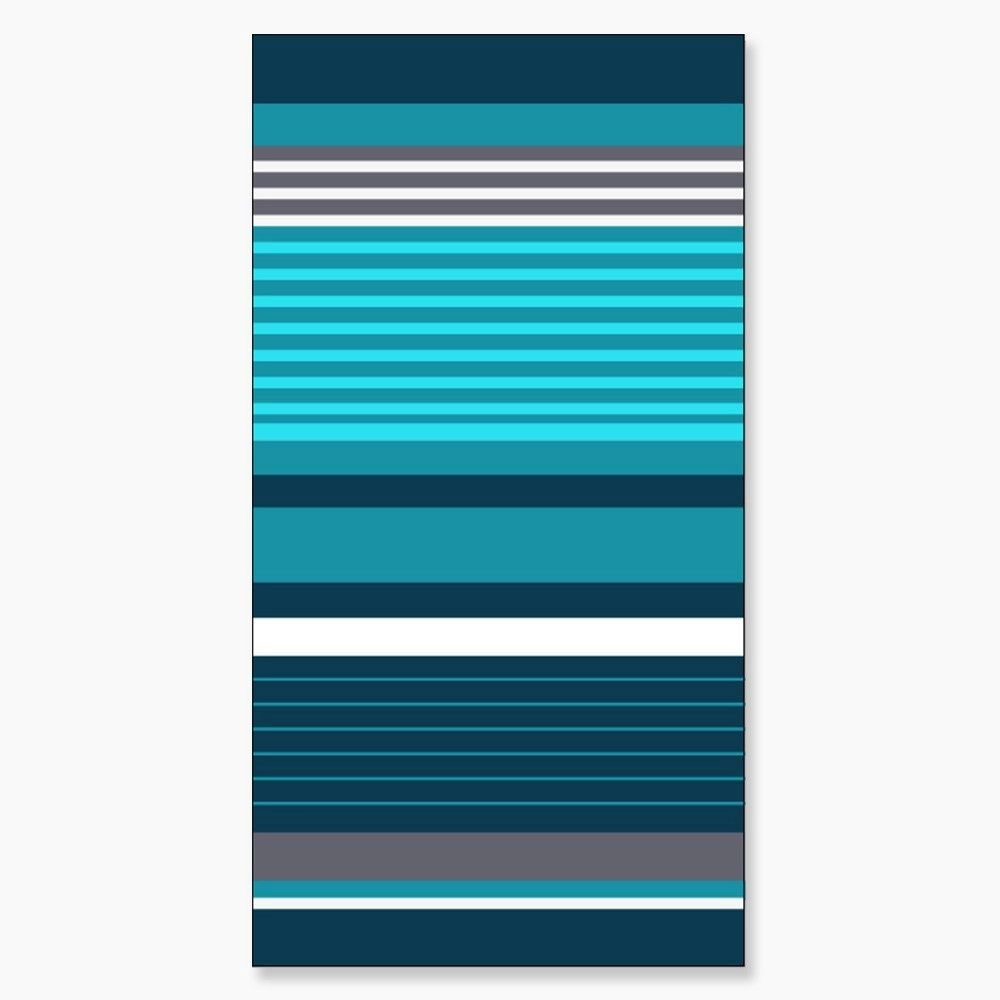 Serviette de plage rayures bleues et grises 90x170 cm - 100 % coton égyptien , design classique et indémodable