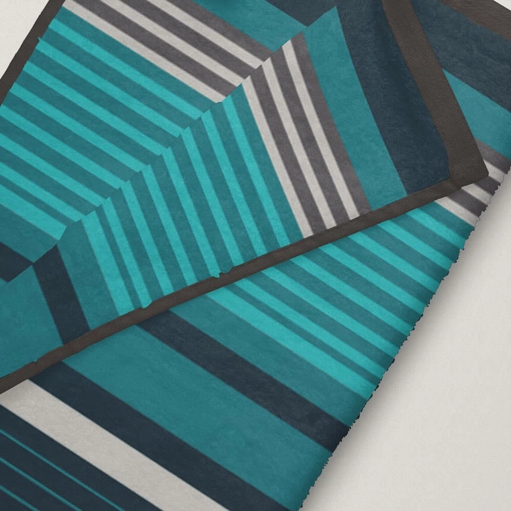 Serviette de plage rayures bleues et grises 90x170 cm - 100 % coton égyptien , design classique et indémodable