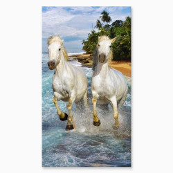 Serviette de plage Chevaux Plage 90x170cm sur fond neutre