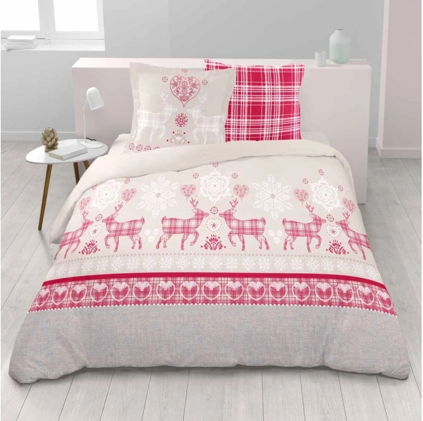 Parure de draps | Esprit chalet | Pur coton | Vanoise Rouge