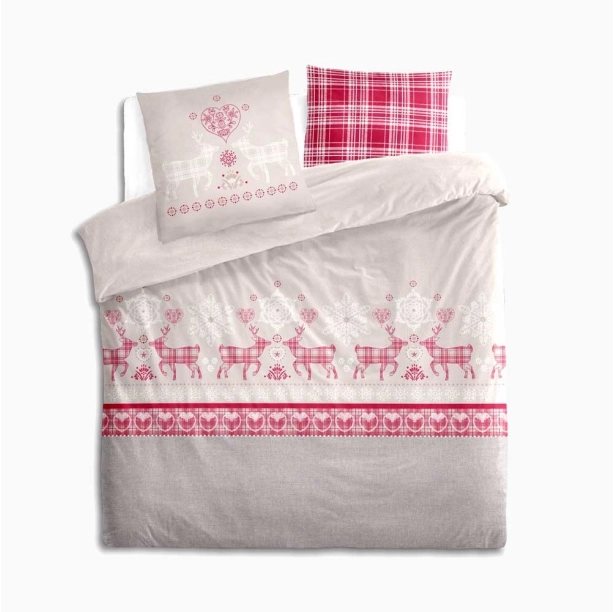 Parure de draps | Esprit chalet | Pur coton | Vanoise Rouge