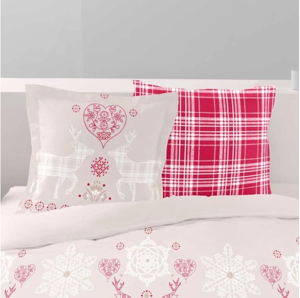 Parure de draps | Esprit chalet | Pur coton | Vanoise Rouge