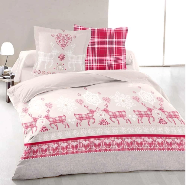 Parure de draps | Esprit chalet | Pur coton | Vanoise Rouge