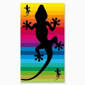 Serviette de plage Margouillat noire sur fond Multicolore 90x170