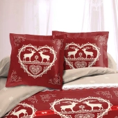 Lot de 2 taies carrées|Winter rouge et gris|pur coton