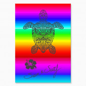 Serviette de plage Tortue sur Fond Multicolore 140x180cm