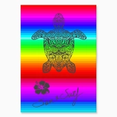 Serviette de plage Tortue sur Fond Multicolore 140x180cm