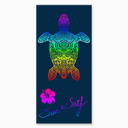 Serviette Tortue sur Fond Bleu 90x170