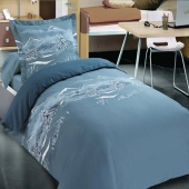 Housse de couette Nuit des Alpes + taie(s) carrée(s) – 100% coton 57 fils - Esprit montagne – Modèle exclusif – Finition rabat