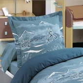 Housse de couette Nuit des Alpes + taie(s) carrée(s) – 100% coton 57 fils - Esprit montagne – Modèle exclusif – Finition rabat