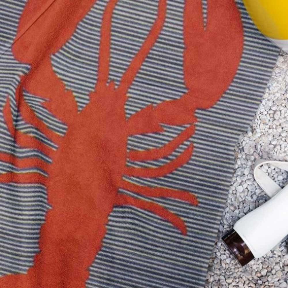 Serviette de plage Homard rouge 90x170 cm - Coton égyptien, absorption optimale et style estival original