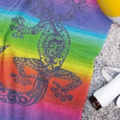 Serviette de plage Lézard 90x170 cm 100 % coton égyptien - Motif margouillat exotique multicolore, absorption optimale