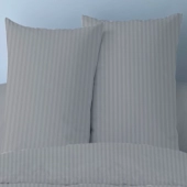 Housses de Couette Unies rayées Pur Satin de Coton 78 fils + 2 taies 65x65 cm – Doux et Respirant – Finition Boutons