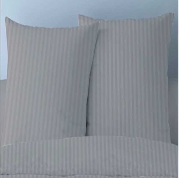 Housses de Couette Unies rayées Pur Satin de Coton 78 fils + 2 taies 65x65 cm – Doux et Respirant – Finition Boutons