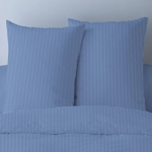 Housses de Couette Unies rayées Pur Satin de Coton 78 fils + 2 taies 65x65 cm – Doux et Respirant – Finition Boutons