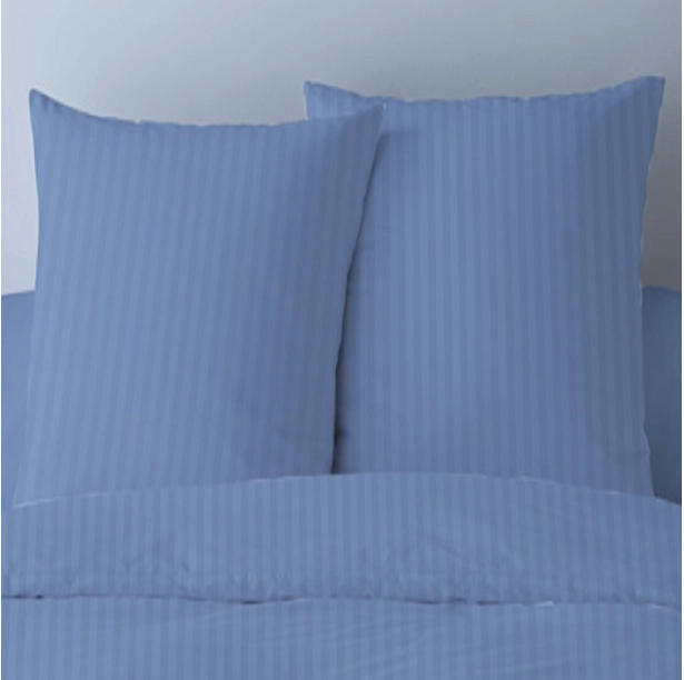 Housses de Couette Unies rayées Pur Satin de Coton 78 fils + 2 taies 65x65 cm – Doux et Respirant – Finition Boutons