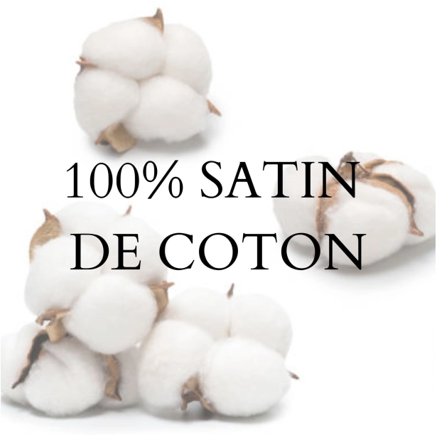 Housses de Couette Unies rayées Pur Satin de Coton 78 fils + 2 taies 65x65 cm – Doux et Respirant – Finition Boutons