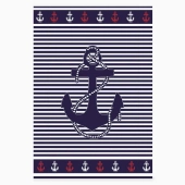 Serviette de plage XXL motif Ancre 140x180 cm en coton égyptien 450 g/m² - Drap de plage style marin intemporel