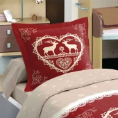 Parure Chalet Winter Rouge coton 90x190 cm (3p)