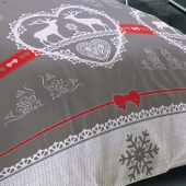 Parure de draps chalet Winter Gris lit 1 place 90x190 (3p) coton
