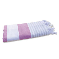 Pestamal bicolore rose gris 100% coton d'Egypte