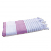 Pestamal bicolore rose gris 100% coton d'Egypte