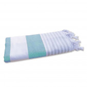 Pestamal bicolore turquise gris 100% coton d'Egypte