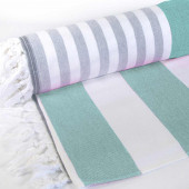 Pestamal bicolore turquoise gris roulé