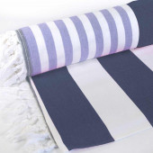 Pestamal bicolore bleu clair / bleu foncé roulé