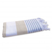 Pestamal bicolore beige / gris 100% coton d'Egypte