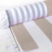 Pestamal bicolore beige gris roulé